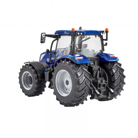 Tractor a escala 1:32 New Holland T6.180 Blue Power de Britains con acabado metalizado para coleccionistas.