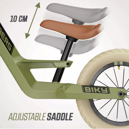 Bicicleta sin pedales BERG Biky Retro Verde de diseño vintage y estructura ligera para niños.