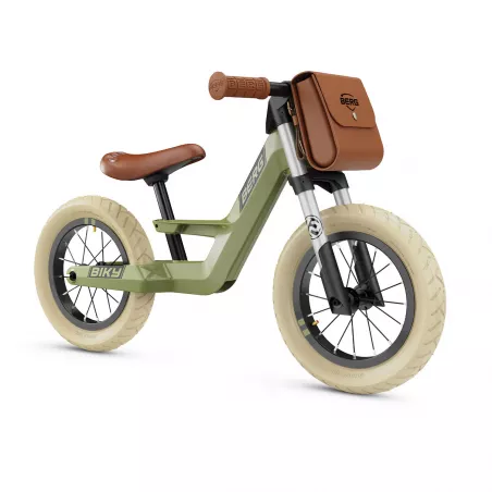 Bicicleta sin pedales BERG Biky Retro Verde de diseño vintage y estructura ligera para niños.