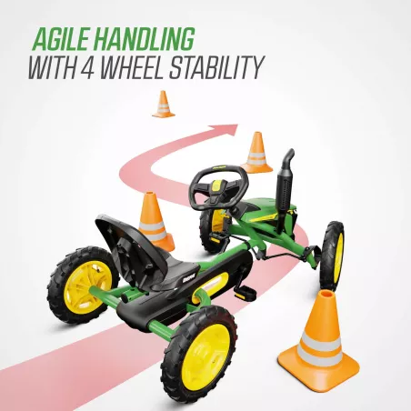Kart de pedales BERG Buddy John Deere verde y amarillo para niños