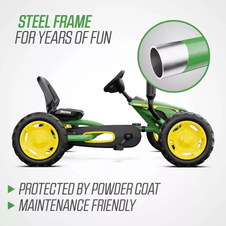 Kart de pedales BERG Buddy John Deere verde y amarillo para niños