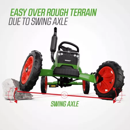 Kart de pedales BERG Buddy Fendt infantil con diseño de tractor verde y ruedas de tacos