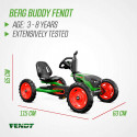 Kart de pedales BERG Buddy Fendt infantil con diseño de tractor verde y ruedas de tacos