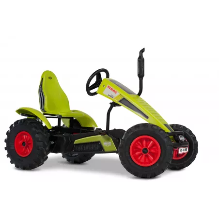 Kart de pedales eléctrico Berg XXL Claas E-BFR con motor de 250W y diseño de tractor agrícola.