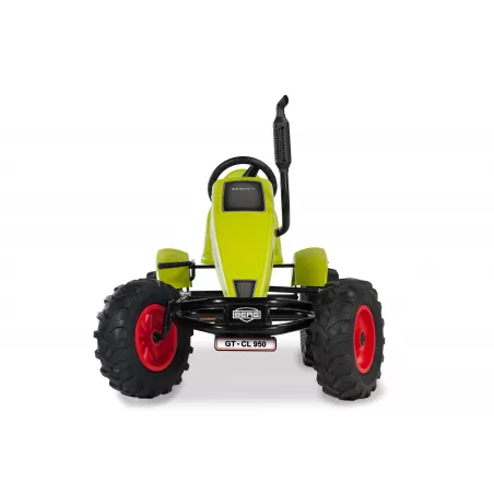 Kart de pedales eléctrico Berg XXL Claas E-BFR con motor de 250W y diseño de tractor agrícola.