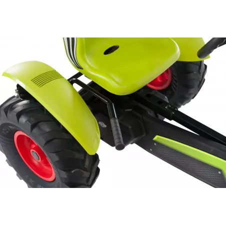 Kart de pedales eléctrico Berg XXL Claas E-BFR con motor de 250W y diseño de tractor agrícola.