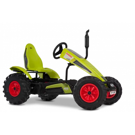 Kart de pedales eléctrico BERG XXL Claas E-BFR-3 con diseño de tractor agrícola y motor asistido.