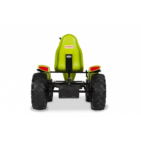 Kart de pedales eléctrico BERG XXL Claas E-BFR-3 con diseño de tractor agrícola y motor asistido.