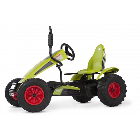 Kart de pedales eléctrico BERG XXL Claas E-BFR-3 con diseño de tractor agrícola y motor asistido.