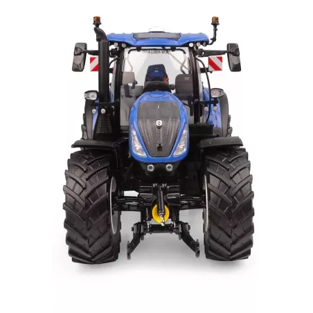 Miniatura a escala 1:32 del tractor New Holland T7.300 Auto Command 2023 en metal y plástico para coleccionistas.