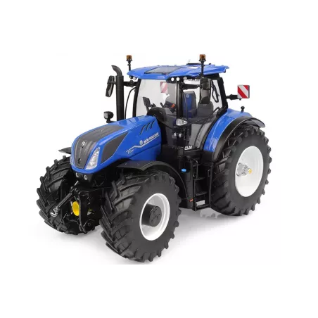 Miniatura a escala 1:32 del tractor New Holland T7.300 Auto Command 2023 en metal y plástico para coleccionistas.