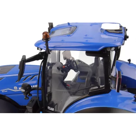 Miniatura a escala 1:32 del tractor New Holland T7.300 Auto Command 2023 en metal y plástico para coleccionistas.