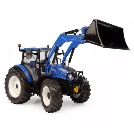 Réplica de tractor New Holland T5.120 Dual Command a escala 1:32 con cargador frontal 655 LU