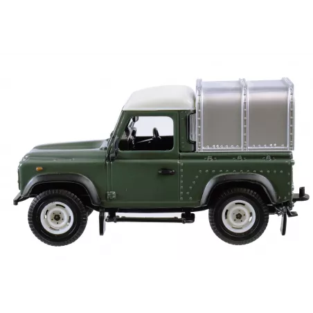 Miniatura a escala 1:32 del Land Rover Defender 90 verde de Britains, todoterreno clásico para coleccionistas.