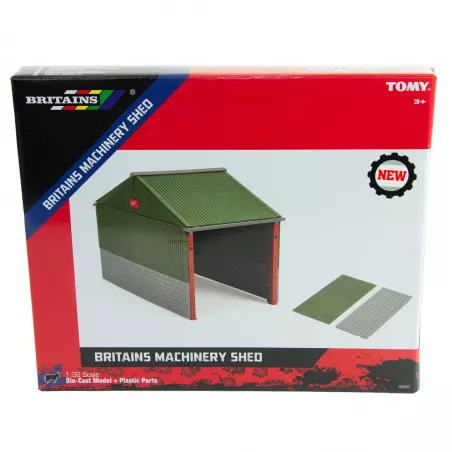 Cobertizo de maquinaria a escala 1:32 Britains para maquetas de granjas y dioramas agrícolas.