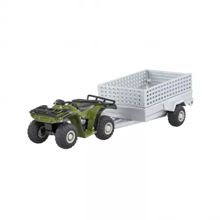 Quad 4x4 de juguete con remolque Britains a escala 1:32 para dioramas agrícolas