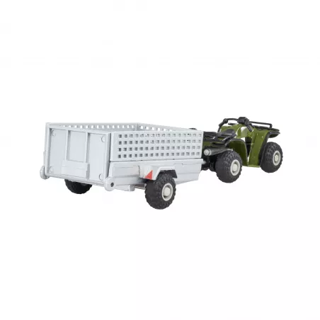 Quad 4x4 de juguete con remolque Britains a escala 1:32 para dioramas agrícolas