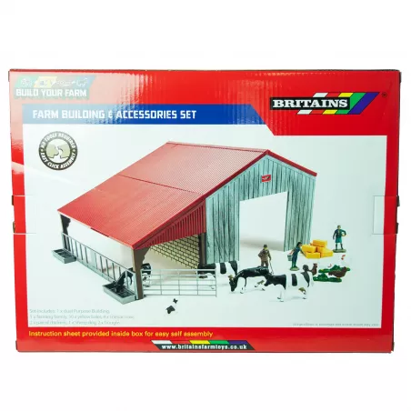 Granja de juguete Britains a escala 1:32 con detalles realistas para niños y coleccionistas.