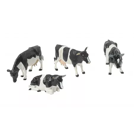 Vacas frisonas de juguete a escala 1:32 de Britains para maquetas de granjas y dioramas coleccionables.
