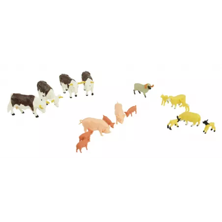 Set de 17 figuras de animales de granja de juguete a escala 1:32 marca Britains para niños.