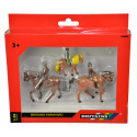 Set de figuras de caballos y jinetes de Britains a escala 1:32 para maquetas y dioramas de granja.