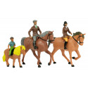 Set de figuras de caballos y jinetes de Britains a escala 1:32 para maquetas y dioramas de granjas.