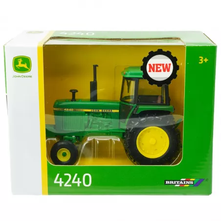 Miniatura a escala 1:32 del tractor clásico John Deere 4240 2WD de Britains para coleccionistas.