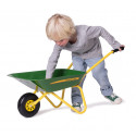 Carretilla metálica infantil John Deere de Rolly Toys para juego al aire libre.