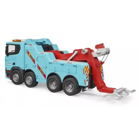 Camión de rescate de juguete Scania Super 560R de BRUDER a escala 1:16 con luces y sonido