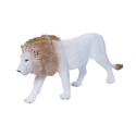 Figura realista de león blanco macho de Mojo pintada a mano para coleccionismo y juego educativo.