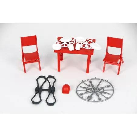 Equipo de camping de juguete Bruder a escala 1:16 con bolsa de transporte para figuras