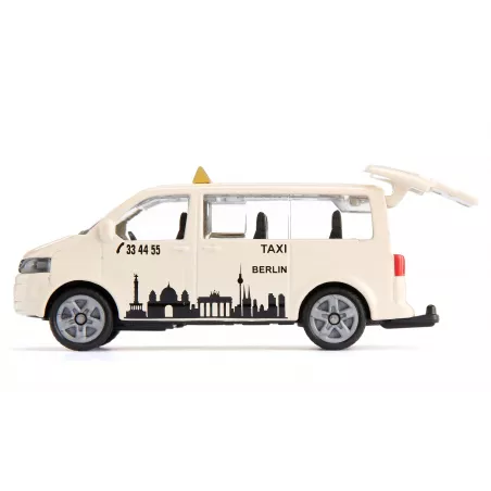 Taxi de juguete VW T5 de Siku fabricado en metal y plástico con neumáticos de goma