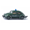 Coche de policía de juguete VW Beetle clásico de Siku en color verde oscuro con neumáticos de goma.