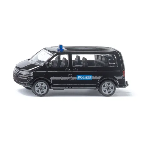 Vehículo de policía de juguete VW T5 Polizei marca SIKU a escala en metal y plástico resistente.