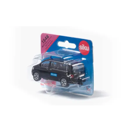 Furgoneta de policía de juguete VW T5 Polozei de Siku, miniatura de metal y plástico.