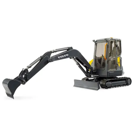 Excavadora compacta de juguete Volvo ECR40 de Bruder con brazo articulado y cabina giratoria.