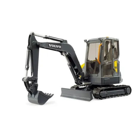 Excavadora compacta de juguete Volvo ECR40 de Bruder con brazo articulado y cabina giratoria.