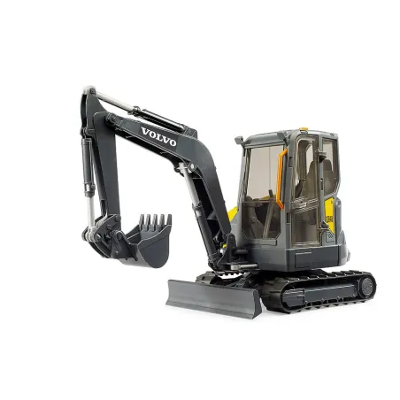 Excavadora compacta de juguete Volvo ECR40 de Bruder con brazo articulado y cabina giratoria.