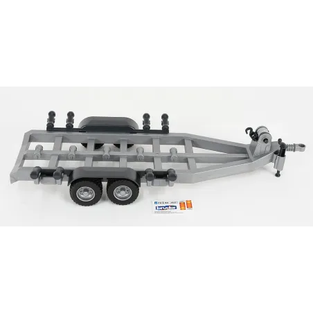Remolque para bote inflable de juguete Bruder compatible con vehículos de rescate y figuras de acción.