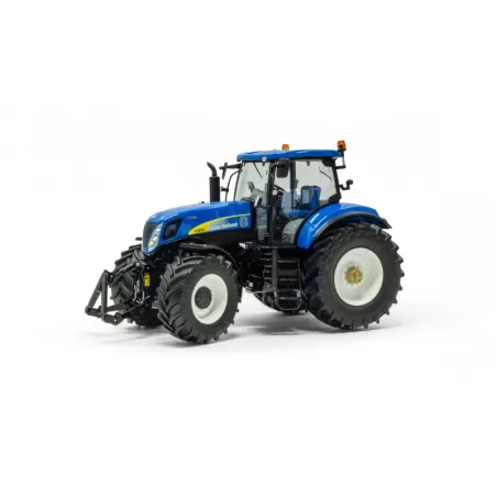 Tractor en miniatura New Holland T7070 AutoCommand a escala 1:32 de metal y plástico para coleccionistas.