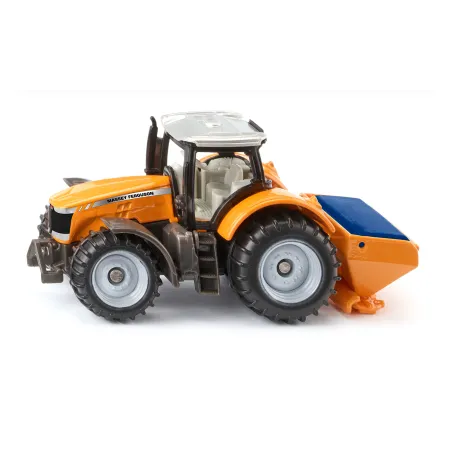 Tractor de juguete Massey Ferguson de Siku con esparcidor de sal de metal para niños.