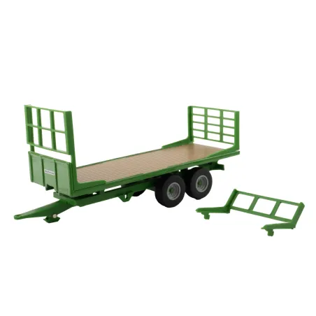 Remolque de plataforma plana de juguete Britains a escala 1:32 para tractores de colección agrícola.