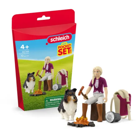 Set de juego Barbacoa aventurera con muñeca Sofia, perro pastor Shetland y accesorios de acampada junto a la hoguera.