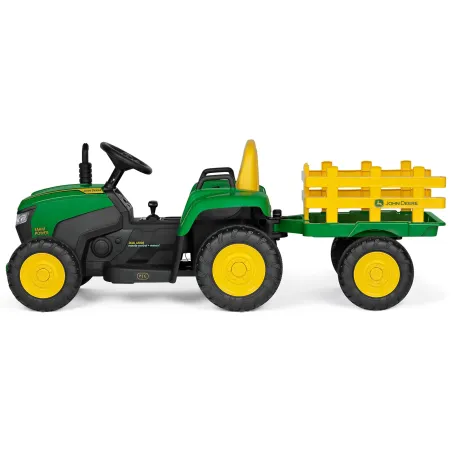 Tractor infantil John Deere Farm Power de diseño robusto para juego al aire libre.