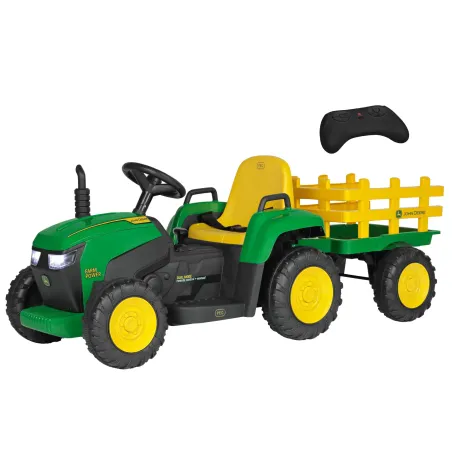 Tractor de juguete infantil John Deere Farm Power de diseño robusto para juego al aire libre.