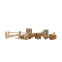 Set de 19 accesorios de granja a escala 1:32 con cercas, pacas de paja y palés para maquetas agrícolas.