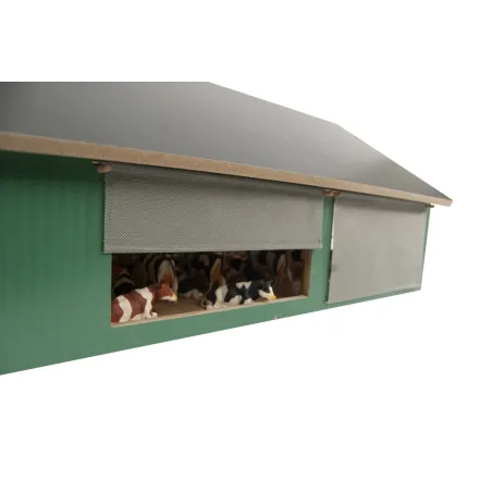 Cobertizo para vacas de juguete en madera a escala 1:32 con techo desmontable.