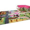 Alfombra infantil de juego granja escuela Kids Globe con caminos y campos para tractores y animales de juguete.
