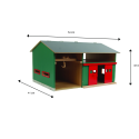 Taller de granja de madera a escala 1:32 con grúa puente funcional y techo abatible para tractores de juguete.