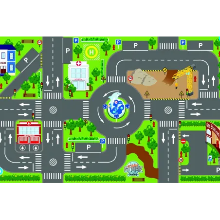 Alfombra infantil de juego con diseño de calles y semáforos Kids Globe de 120x72 cm.